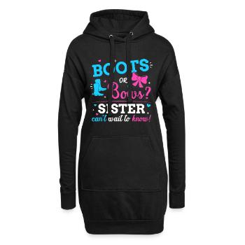 Geschlecht offenbaren Stiefel oder Schleifen Schwester passend Baby p - Hoodie-Kleid - Schwarz - Vorne