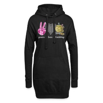 Knitting Knitter Peace Love - Hoodie-Kleid - Schwarz - Vorne