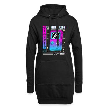Série Rétro Futuriste : Japonais - Game on - Sweat-shirt à capuche long Femme - noir - Devant