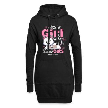 Juste une fille qui aime les chats mignons Kawaii - Sweat-shirt à capuche long Femme - noir - Devant