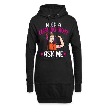 Besoin d’une femme de ménage - Sweat-shirt à capuche long Femme - noir - Devant