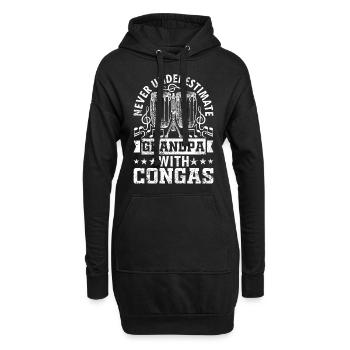 Never Underestimate Grandpa With Congas - Conga Pl - Hoodie-Kleid - Schwarz - Vorne