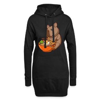 Capybara Ramen - Hoodie-Kleid - Schwarz - Vorne