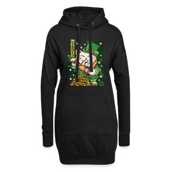 Heiliger Patrick - Luprechaun Maneki Neko - Hoodie-Kleid - Schwarz - Vorne