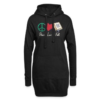 Paix Amour Foi Foi religieuse chrétienne - Sweat-shirt à capuche long Femme - noir - Devant