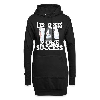 Moins de stress Plus de succès Sieste Chat Stress - Sweat-shirt à capuche long Femme - noir - Devant