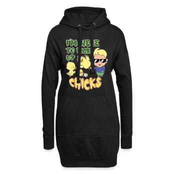 Je suis ici pour ramasser des poussins - Sweat-shirt à capuche long Femme - noir - Devant