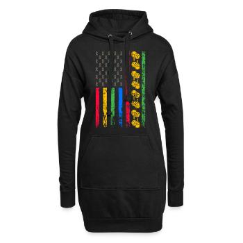 American sports flag - Hoodie Dress - black - Front