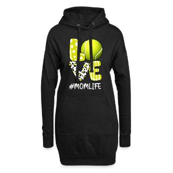 Love Tennis Mom Life Player mit Leopardmom und ba - Hoodie-Kleid - Schwarz - Vorne
