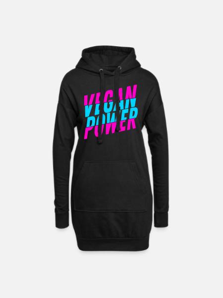 Vegan Power veganer Sportler vegane Sportlerin - Hoodie-Kleid - Schwarz