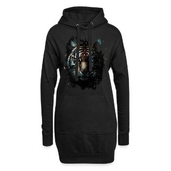 Tigermotiv Tiger Zoo Tiere Kunst Tigerkopf Motiv - Hoodie-Kleid - Schwarz - Vorne