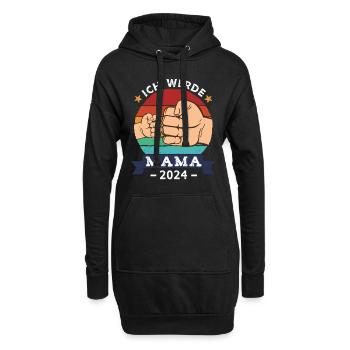 Ich werde Mama 2024 - Hoodie-Kleid - Schwarz - Vorne