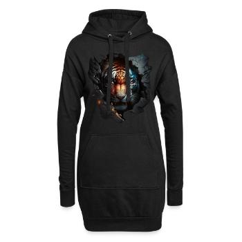 Kunstwerk Tiger Kunst Tiermotiv Tier Zoo Raubkatze - Hoodie-Kleid - Schwarz - Vorne