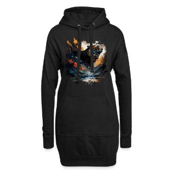 Tigermotiv Tiger Zoo Tiere Kunst Tigerkopf Motiv - Hoodie-Kleid - Schwarz - Vorne