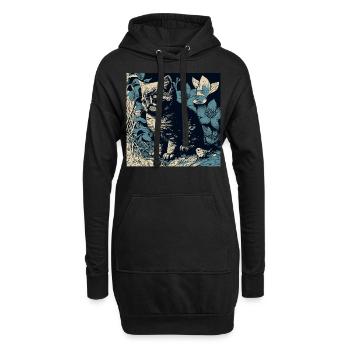 Katzenmotiv Geschenkidee Katze Fun Kunst Tier - Hoodie-Kleid - Schwarz - Vorne
