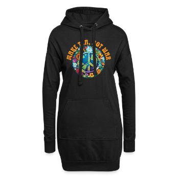 Hippie Peace Zeichen Frieden Blumen Blumenkind - Hoodie-Kleid - Schwarz - Vorne