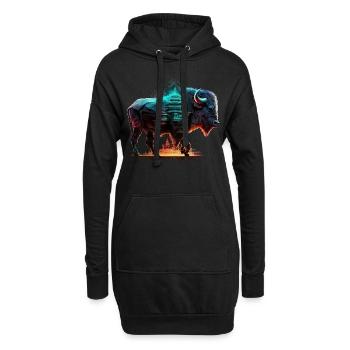 Bison Wald Wildtiere Bauer Berge Tier Tiermotiv - Hoodie-Kleid - Schwarz - Vorne