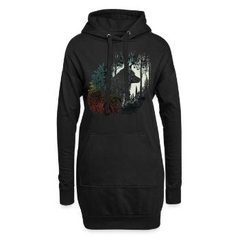 Wolf Tier Kunst Geschenk Tiermotiv - Hoodie-Kleid - Schwarz - Vorne