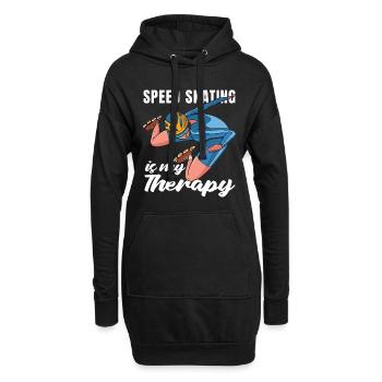 Le patinage de vitesse est ma thérapie Patins à glace courte piste - Sweat-shirt à capuche long Femme - noir - Devant