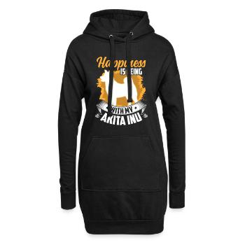 Akita Inu rend Akita Inu japonais heureux - Sweat-shirt à capuche long Femme - noir - Devant