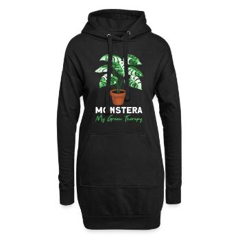 Monstera My Green Therapy - Hoodie-Kleid - Schwarz - Vorne