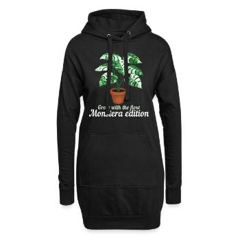 Grow With The Flow Monstera - Hoodie-Kleid - Schwarz - Vorne