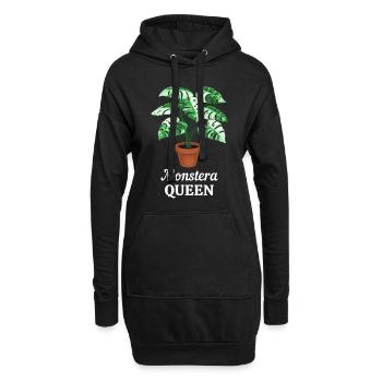 Monstera Queen - Hoodie-Kleid - Schwarz - Vorne