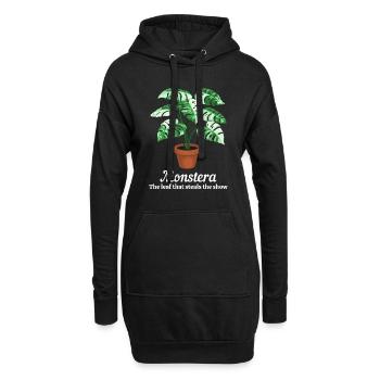 Monstera The Leaf That Steals The Show - Hoodie-Kleid - Schwarz - Vorne