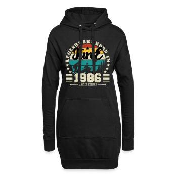 Juin 1986. Cadeau d'anniversaire juin 1986. June. - Sweat-shirt à capuche long Femme - noir - Devant