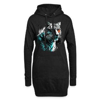 Tigermotiv Tiger Zoo Tiere Kunst Tigerkopf Motiv - Hoodie-Kleid - Schwarz - Vorne