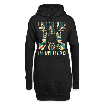 Je joue de la batterie pour faire taire les voix dans ma tête Tambour - Sweat-shirt à capuche long Femme - noir - Devant