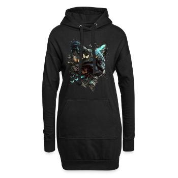 Katzenmotiv Geschenkidee Katze Fun Kunst Tier - Hoodie-Kleid - Schwarz - Vorne