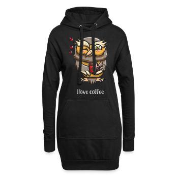 Noctambules Buveurs de caféine - Sweat-shirt à capuche long Femme - noir - Devant