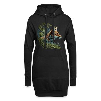 Fuchs Tierliebhaber Tierisch Tier Geschenkidee - Hoodie-Kleid - Schwarz - Vorne