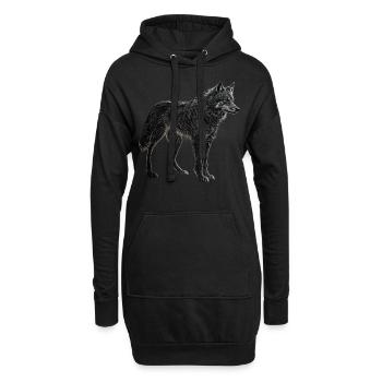 Wolf animal motif wolves gift birthday forest - Hoodie Dress - black - Front