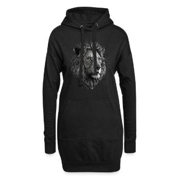 Löwe Geschenk Tiere Tiermotiv Zoo - Hoodie-Kleid - Schwarz - Vorne
