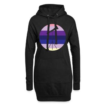 Rétro Astronome Étoiles Lune Galaxie - Sweat-shirt à capuche long Femme - noir - Devant