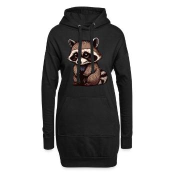 Waschbär Tier Barbados-Waschbär - Hoodie-Kleid - Schwarz - Vorne