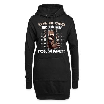 Waschbär Tier Barbados-Waschbär - Hoodie-Kleid - Schwarz - Vorne