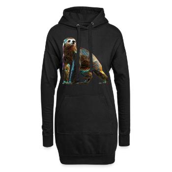 Faultier Polygon Faultierliebhaber Tier Geschenk - Hoodie-Kleid - Schwarz - Vorne