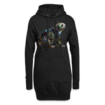 Faultier Polygon Faultierliebhaber Tier Geschenk - Hoodie-Kleid - Schwarz - Vorne