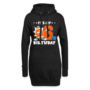 Es Ist Mein 6. Geburtstag American Football - Hoodie-Kleid - Schwarz - Vorne