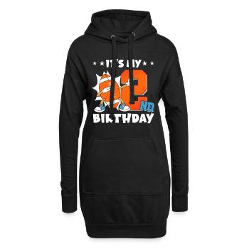 Es Ist Mein 2. Geburtstag American Football - Hoodie-Kleid - Schwarz - Vorne