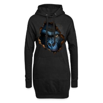 Gorilla Wand Loch Affe Zoo Tier Kostüm Geschenk - Hoodie-Kleid - Schwarz - Vorne