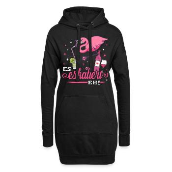 Es eskaliert eh Damen Shirt Flamingo Malle Outfit - Hoodie-Kleid - Schwarz - Vorne