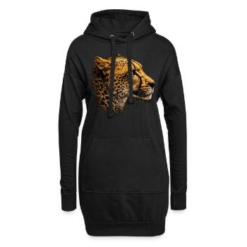 Leopard Tiermotiv Geschenk Mann Tierisch Zoo - Hoodie-Kleid - Schwarz - Vorne
