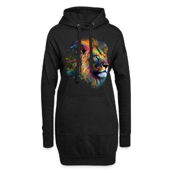 Löwe Kunst Geschenk Kunstwerk Tier Tiermotiv - Hoodie-Kleid - Schwarz - Vorne