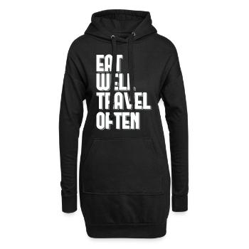 Eat Well Travel Often Weltreisender Tourist - Hoodie-Kleid - Schwarz - Vorne