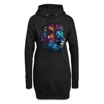 Lion coloré Big Cat Kuns Animal Gift Africa Zoo - Sweat-shirt à capuche long Femme - noir - Devant