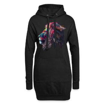 Lion coloré Big Cat Kuns Animal Gift Africa Zoo - Sweat-shirt à capuche long Femme - noir - Devant